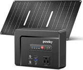 Powkey Solar Generator with Panel, 146Wh/200W Portable Power Station with Solar Panel 40W, 110V Pure Sine Wave DC/USB/AC Outlet Electric Generator Battery Backup for Outdoor Camping Emergency Home Use