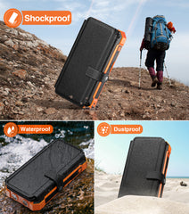 W22PLUS-4 Solar Panels Power Bank Built-in Cables and LED Lights