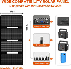 Powkey Solar Generator with Panel, 146Wh/200W Portable Power Station with Solar Panel 40W, 110V Pure Sine Wave DC/USB/AC Outlet Electric Generator Battery Backup for Outdoor Camping Emergency Home Use