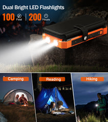 W22PLUS-4 Solar Panels Power Bank Built-in Cables and LED Lights