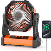 PANERGY Portable Camping Fan with LED Lantern, 10000mAh Rechargeable Battery Operated Outdoor Tent Fan with Light, 3 Speeds,7 inch Personal USB Desk Fan for Jobsite, Power Outage, Hurricane