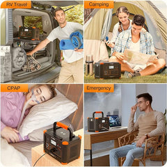 Portable Power Station 500W(Peak 1000W), 519Wh Outdoor Solar Generator Backup Battery Pack with 2 110V AC Outlets, 500W 10-Port Powerhouse for RV/Van Camping Fishing Climbing Road Trip Home Emergency