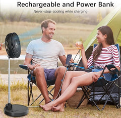 PANERGY 10” Portable Fan 20000mAh Battery Operated Rechargeable, Auto-Oscillating Pedestal Fan with Remote,4 Speeds, Quiet, Cordless Foldable Telescopic Fan for Travel, Bedroom, Home, Office