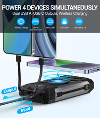 Solar Power Bank 26800 mAh Solar Charger with Cable Portable Power Bank