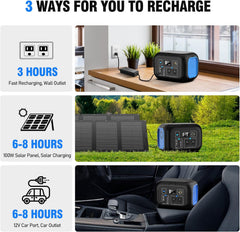 Portable Power Station 600W Power Bank 296Wh Solar Generator