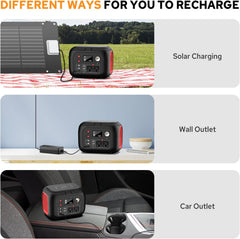 Portable Power Station 300W Power Bank with AC Outlet 228Wh Solar Generator