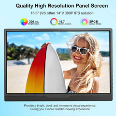 FHH Portable Monitor for Laptop 15.6'' 1080P FHD Laptop Screen Extender Dual Monitor