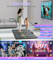 Dance Mat for Kids and Adults - Double User Wireless Dancing Mat, Exercise & Fitness Dance Step Pad Game for TV, Musical Electronic Dance Mats with HD Camera, Gift for Girls & Boys Ages 6+