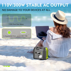 Solar Generator 300W Portable Power Station 296Wh Lithium Battery Backup 80000mAh