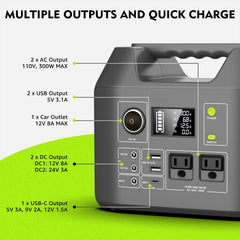 Solar Generator 300W Portable Power Station 296Wh Lithium Battery Backup 80000mAh