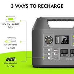 Solar Generator 300W Portable Power Station 296Wh Lithium Battery Backup 80000mAh