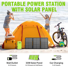 Portable Solar Generator with Panel, 24000mAh Portable Power Station with 30W Solar Panel