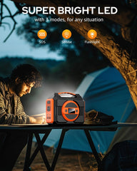 Portable Power Station Bank 300W Rated(600W Peak),220Wh Solar Powered Power Bank