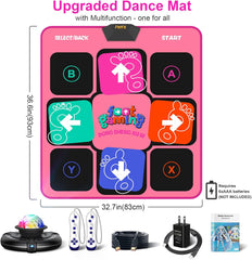 Dance Mat for Kids and Adults, Wireless Plug and Play Electronic Dance Pad Game for TV, Fun Kids Dancing Exercise game, Birthday Gifts Ideas for 3-12 Year Old Girls and Boys
