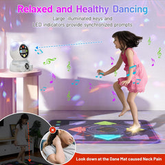 Rechargeable Dance-Mat for Girls Boys, Kids Birthday Gifts Ideas, Wireless Bluetooth Electronic Dance-Pad Game for 3-12 Year Old Kids Exercise - Light-Up Dancing Floor Mat Connect Music Player