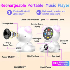 Rechargeable Dance-Mat for Girls Boys, Kids Birthday Gifts Ideas, Wireless Bluetooth Electronic Dance-Pad Game for 3-12 Year Old Kids Exercise - Light-Up Dancing Floor Mat Connect Music Player