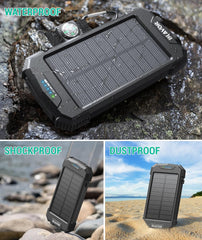 BLAVOR Solar Charger Power Bank, Real Rated 10,000mAh Portable Wireless Charger
