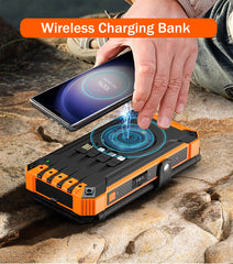 W22PLUS-4 Solar Panels Power Bank Built-in Cables and LED Lights