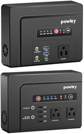 Powkey Portable Power Station 200W and 100W Portable Solar Generator, 146Wh / 97.68Wh Portable Battery Pack with DC USB AC Outlets, Lithium Battery Backup for Camping Travel RV Outdoor Home Outage