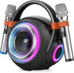 XZL Bluetooth Speaker with 2 Wireless Microphones, Karaoke Machine Portable PA System, Powerful, Crystal-clear Treble & Rich Bass