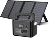 350W Portable Solar Generator with 60W Solar Panel, Powkey 70,000mAh Backup Lithium Battery, 110V/350W Pure Sine Wave AC Outlet, Power Station with Solar Panel for Outdoors Camping Travel Hunting