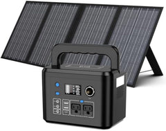 350W Portable Solar Generator with 60W Solar Panel, Powkey 70,000mAh Backup Lithium Battery, 110V/350W Pure Sine Wave AC Outlet, Power Station with Solar Panel for Outdoors Camping Travel Hunting