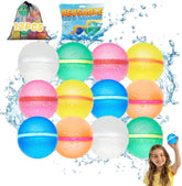 Reusable Water Balloons for Kids - Summer Pool Beach Water Toys for Boys and Girls, Water Balloons Quick Fill Splash Balls Bomb Party Supplies Outdoor Activities with Mesh Bag (12 pcs)