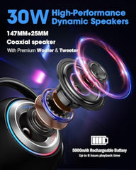 XZL Bluetooth Speaker with 2 Wireless Microphones, Karaoke Machine Portable PA System, Powerful, Crystal-clear Treble & Rich Bass