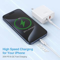 GOODaaa PD 20W Wall Charger with Cable Dual Ports Fast Charing Power Adapter for iPhone Series and Android Devices