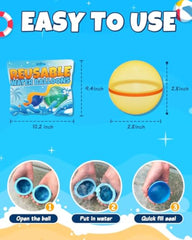 Reusable Water Balloons for Kids - Summer Toys, Pool Beach Water Toys for Boys and Girls, Silicone Water Balloons Quick Fill Splash Balls Bomb Party Supplies Outdoor Idea with Mesh Bag (18 pcs)