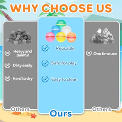 Reusable Water Balloons for Kids - Summer Pool Beach Water Toys for Boys and Girls, Water Balloons Quick Fill Splash Balls Bomb Party Supplies Outdoor Activities with Mesh Bag (12 pcs)