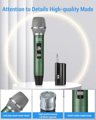 XZL Professional Wireless Microphone, Rechargeable UHF Microphone with 1/4" Receiver, Plug-and-Play & Long-Distance Transmission for Karaoke Singing