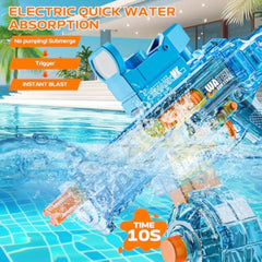 Electric Water Gun for Adults Kids, Automatic Squirt Watergun Pistol with Led Lights, Summer Outdoor Pool Beach Party Toys, UMP45 Blue