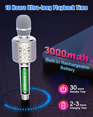 XZL Bluetooth Karaoke Microphone for Kids & Adults, Wireless Rechargeable Mic with Built-in Stereo Speaker, Echo|Duet Mode|Recording|Music