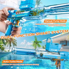 Blue Electric Water Gun for Adults Kids, Automatic Squirt Watergun Pistol with Led Lights, Summer Outdoor Pool Beach Party Toys