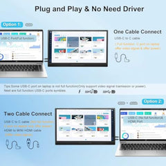 Portable Monitor for Laptop, 15.6'' 1080P FHD Laptop Screen Extender Dual Monitor- USB C HDMI Plug & Play Laptop Monitor Extender