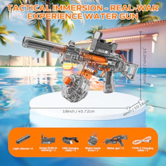 Electric Water Gun for Adults Kids, Automatic Squirt Watergun Pistol with Led Lights, Summer Outdoor Pool Beach Party Toys, UMP45 Black