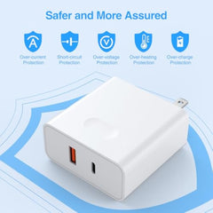 GOODaaa PD 20W Wall Charger with Cable Dual Ports Fast Charing Power Adapter for iPhone Series and Android Devices