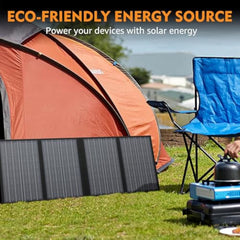 200W Solar Generator with Panel, Powkey 120Wh/200W Portable Power Station with 60W Foldable Solar Panel for Outdoor Camping