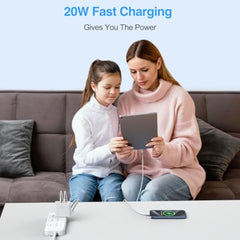 GOODaaa PD 20W Wall Charger with Cable Dual Ports Fast Charing Power Adapter for iPhone Series and Android Devices