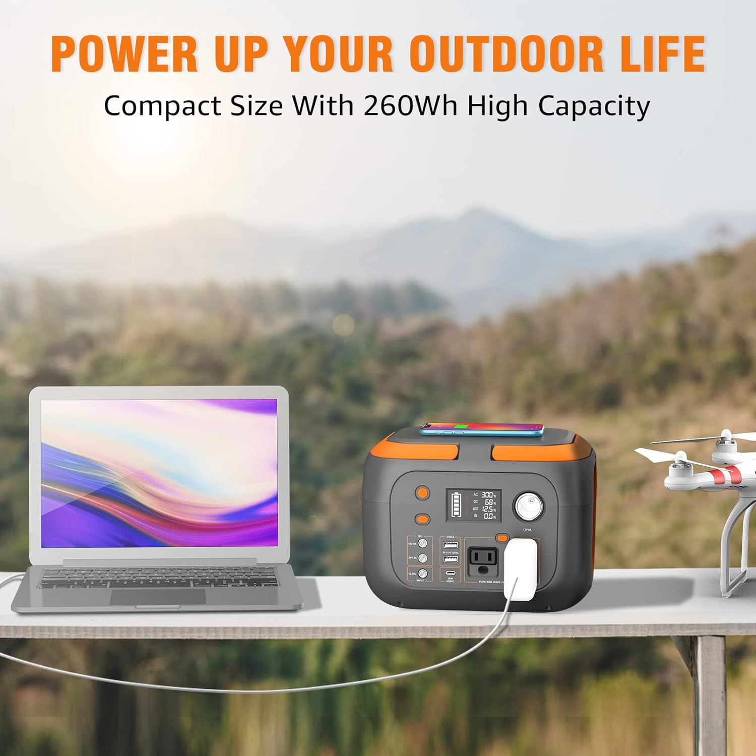 SinKeu 300W Portable Power Station 70000mAh Outdoor Solar Generator