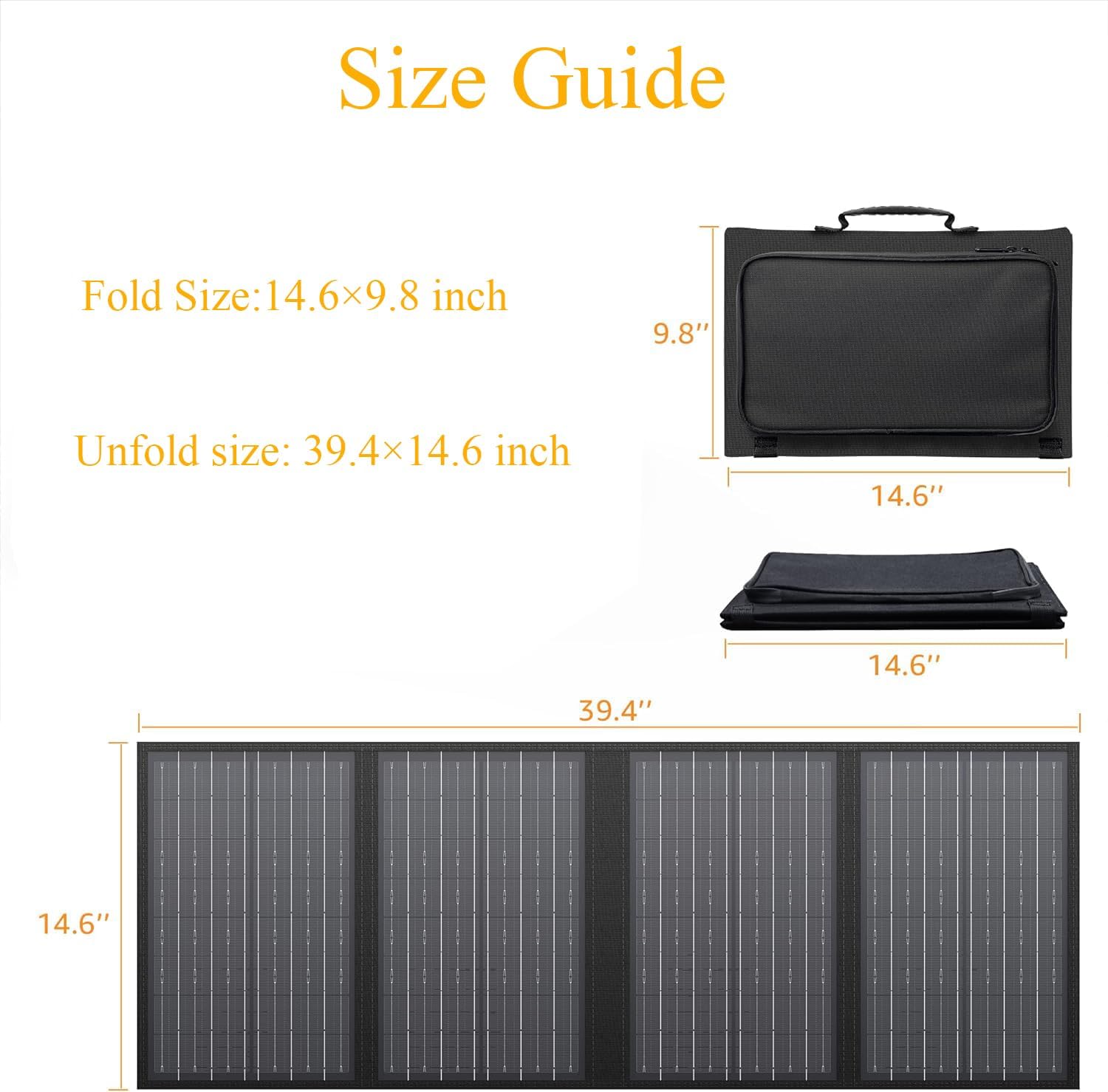 ENGINSTAR 60W Foldable Solar Panel Charger with 18V DC Outlet for Portable Power Stations EnginStar/Jackery/Rockpals/Flashfish, Portable Solar Generator with QC 3.0 for Outdoor Camping Van RV Trip