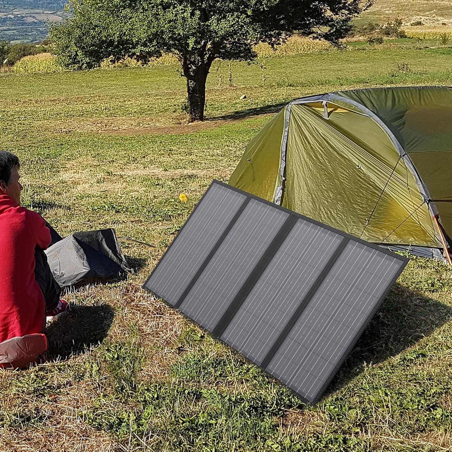 Foldable Solar Panel Charger 60W with 18V DC Output (11 Connectors) for 100W~350W Portable Power Stations Jackery/Rockpals/Flashfish/Enginstar, Portable Solar Generator for Outdoor Camping Van RV Trip