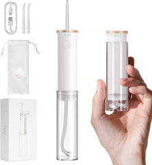 Mini Portable Water Flosser 80ML for Travel & Kids White Cordless Picks for Teeth Cleaning & Braces Care with 2 Water Toothpick Tips 2 Spray Modes