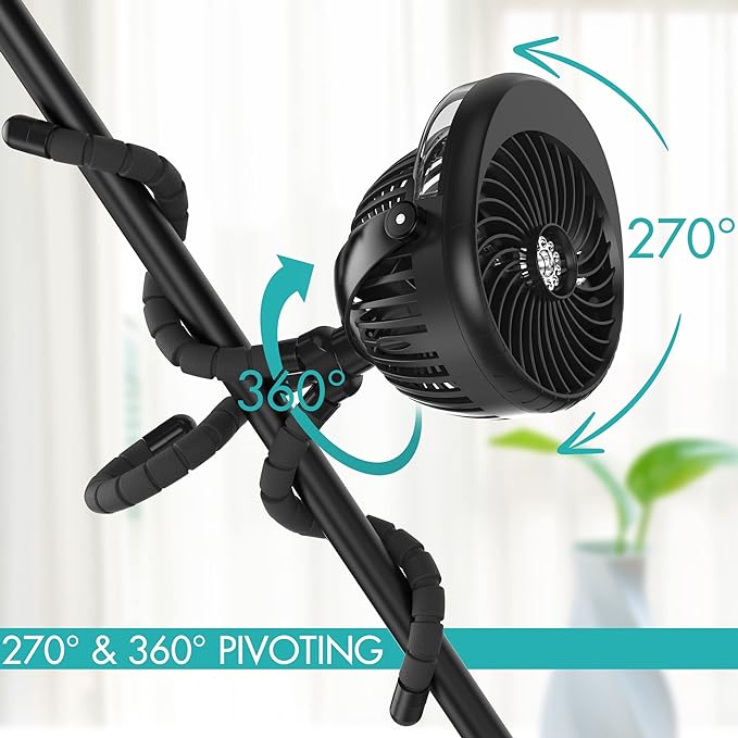 COMLIFE Misting Stroller Fan, 2500mAh Battery Powered Personal Desk Fan