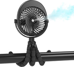 COMLIFE Misting Stroller Fan, 2500mAh Battery Powered Personal Desk Fan