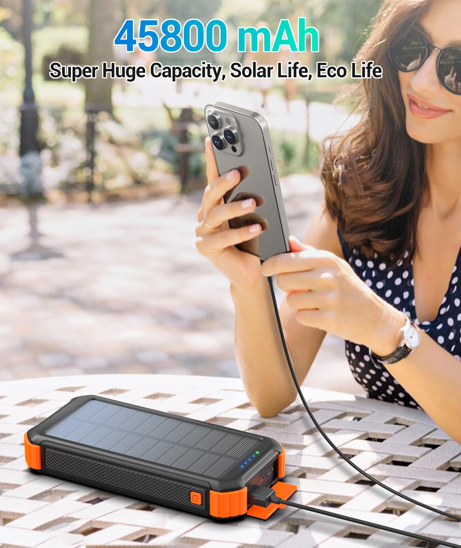 M40000 Solar Power Bank, 45800mAh Portable Charger