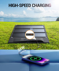 30W Foldable Solar Charger, USB-A QC3.0, 24W USB-C, DC 30W Outputs, IPX4 Waterproof, for Solar Generators, Phones, Tablets