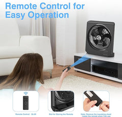 Box Fan, 20000mAh Rechargeable Battery Powered Window fan, 10" Quiet Small Box Fan for Window, 4 Speeds Square Fan for Bedroom Kitchen Office, 210° Pivoting Table Fan with Remote for Desk