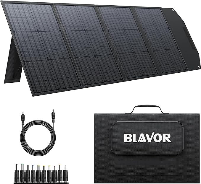 BLAVOR 120W Portable Solar Panels PD45W QC3.0 Fast Solar Charger DC18V 6.67A USB A&C Output Compatible with Power Stations, Solar Generators, Phones, Tablets, for RV Camping, Off-Grid Road Trips